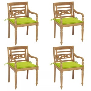vidaXL, vidaXL Batavia-Stühle mit Kissen 4 Stk. Massivholz Teak