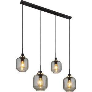 mutoni light, Hängeleuchte Othmar Metall schwarz matt 4xE27, Globo HÄNGELEUCHTE 100/18/120 cm , 15565-4H , Bronzefarben, Schwarz , Glas, Metall , 18x120 cm , matt , 004558481605