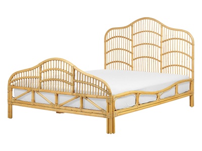 Beliani, Bett mit Lattenrost aus Rattan Boho DOMEYROT Bett mit Lattenrost aus Rattan Boho DOMEYROT
