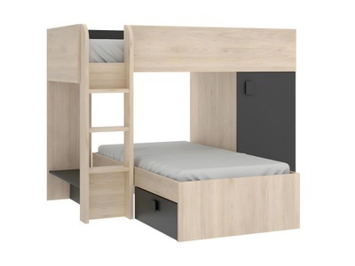 Vente-unique, Etagenbett mit Stauraum 2Modulierbar Eiche RICARDO Etagenbett mit Stauraum 2Modulierbar Eiche RICARDO, 