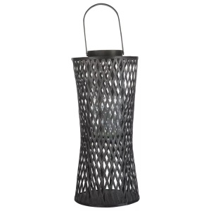 Beliani, Windlichtsäulen Aus Bambusholz Boho Mactan Unisex ONE SIZE, Beliani - Laterne aus Bambusholz Boho MACTAN, One Size, Schwarz