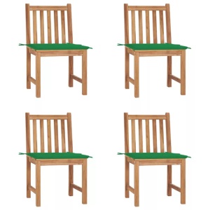vidaXL, vidaXL Gartenstühle 4 Stk. mit Kissen Massivholz Teak, vidaXL Gartenstühle 4 Stk. mit Kissen Massivholz Teak
