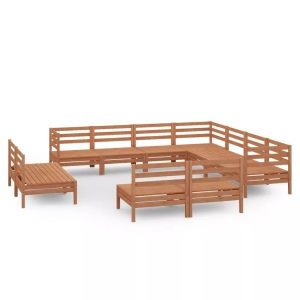 vidaXL, vidaXL 11-tlg. Garten-Lounge-Set Massivholz Kiefer Honigbraun