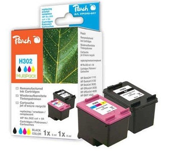 Peach, Peach Spar Pack Druckköpfe kompatibel zu HP No. 302, F6U66A, F6U65A, Peach HP 302 2 Druckköpfe (bk, col) ersetzt HP No. 302, F6U66AE, F6U65AE für z.B. HP Envy 4524 e-All-in-One, HP OfficeJet 3830, HP OfficeJet 4654