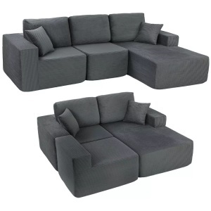 HOMCOM, HOMCOM - Ecksofa, One Size, Grau