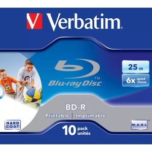 Verbatim, Verbatim Bd-R SL 25Gb 6x Printable 10 Pack Jewel Case - Bd-R, Verbatim 43713 Blu-ray BD-R Rohling 25 GB 10 St. Jewelcase Bedruckbar