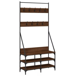 vidaXL, vidaXL Kleiderständer mit Schuhablage Braun Eiche-Optik 90x34x184 cm, vidaXL Kleiderständer mit Schuhablage Braun Eiche-Optik 90x34x184 cm