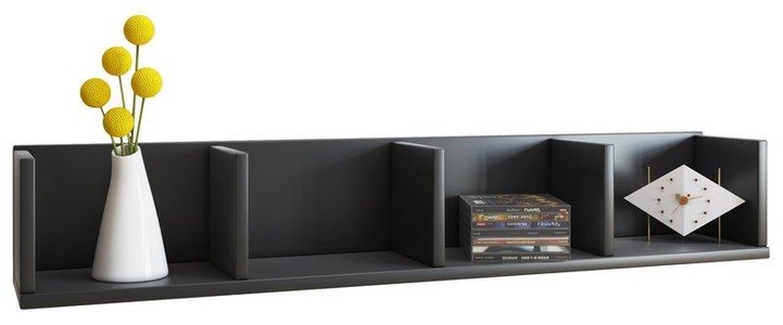 home24, home24 Wandregal Honsa, VCM - Holzregal hängend | platzsparendes Regal Maße: H. 15 x B. 97 T. 17 cm Elegantes Aufbewahrungsregal Bücherregal Wandboard -, One Size, Schwarz