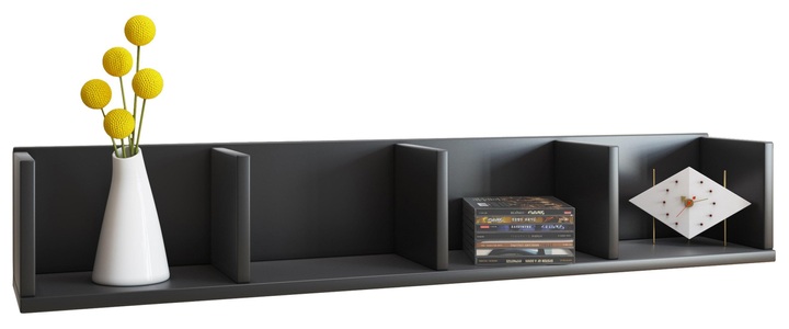 home24, home24 Wandregal Honsa, VCM - Holzregal hängend | platzsparendes Regal Maße: H. 15 x B. 97 T. 17 cm Elegantes Aufbewahrungsregal Bücherregal Wandboard -, One Size, Schwarz