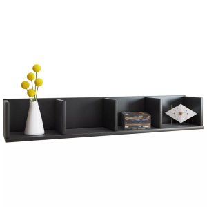 home24, home24 Wandregal Honsa, VCM - Holzregal hängend | platzsparendes Regal Maße: H. 15 x B. 97 T. 17 cm Elegantes Aufbewahrungsregal Bücherregal Wandboard -, One Size, Schwarz