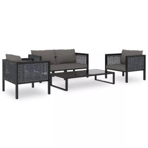 vidaXL, vidaXL 5-tlg. Garten-Lounge-Set mit Auflagen Poly Rattan Anthrazit