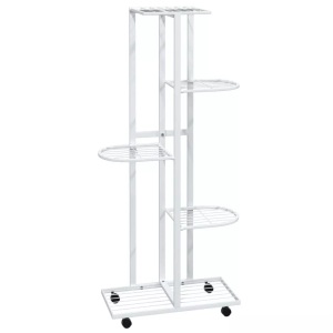 vidaXL, vidaXL Blumenständer 5-Etagen mit Rollen 44x23x100 cm Weiß Eisen, vidaXL Blumenständer 5-Etagen mit Rollen 44x23x100 cm Weiß Eisen