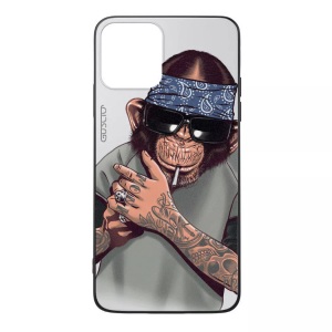 GUSCIO, iPhone 12 Pro Max - Cover Affe mit Bandana, GUSCIO - iPhone 12 Pro Max Cover Affe mit Bandana, Weiss Bedruckt