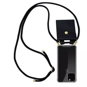 Cadorabo, Cadorabo Handy Kette für Apple iPhone 11 PRO MAX (XI PRO MAX) in SCHWARZ - Silikon Necklace Umhänge Hülle mit Gold Ringen, Kordel Band Schnur und a..., Cadorabo - Handy Kette für Apple iPhone 11 PRO MAX Silikon mit Gold Ringen, Schwarz