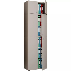 MID.YOU, MID.YOU Aktenschrank 70/223/39 cm , Lona , Grau , Holzwerkstoff , 70x223x39 cm , melaminharzbeschichtet,Nachbildung , 000657025104, VCM - XXL Büroschrank mit 5 Fächern und einem Aufsatz | moderner Aktenschrank Drehtüren Maße ca. H. 223 x B. 70 T. 39 cm ? Lona 5-Fach, One Size, Taubengrau