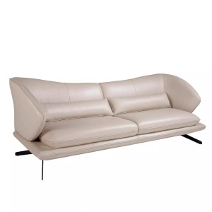 Angel cerda, 3-Sitzer-Sofa aus Leder und Zierkissen 3-Sitzer-Sofa aus Leder und Zierkissen, ANGEL CERDA - 3-Sitzer-Sofa aus Leder und Zierkissen, One Size, Grau