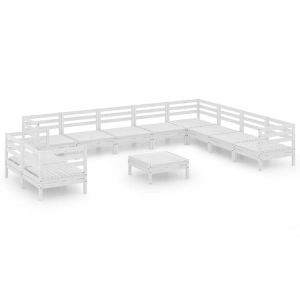 vidaXL, vidaXL 11-tlg. Garten-Lounge-Set Massivholz Kiefer Weiß, vidaXL 11-tlg. Garten-Lounge-Set Massivholz Kiefer Weiß