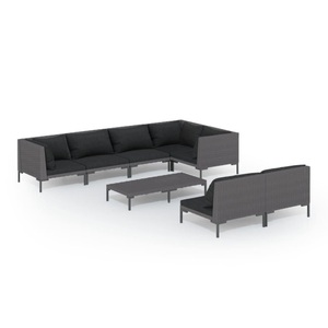 vidaXL, vidaXL 8-tlg. Garten-Lounge-Set mit Kissen Poly Rattan Dunkelgrau