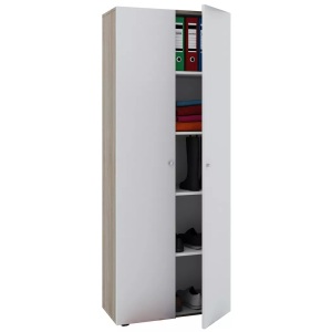 VCM, Holz Büroschrank Bücher Ordner Schrank Büromöbel Aktenschrank Vandol Holz Büroschrank Bücher Ordner Schrank Büromöbel Aktenschrank Vandol, VCM - Büroschrank mit 5 Fächern| moderner Aktenschrank Drehtüren | Maße B. 70 x H. 178 T. 40 cm ? Vandol, One Size, Sonoma-Eiche / Weiss
