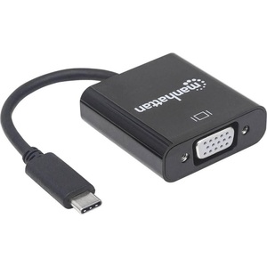 Manhattan, Manhattan USB / VGA Adapter [1x USB 3.1 Stecker C - 1x VGA-Buchse] Schwarz Farbcodiert, Flexibel, Folienschirm,, Manhattan 151771 USB / VGA Adapter [1x USB 3.2 Gen 2 Stecker C (USB 3.1) - 1x VGA-Buchse] Schwarz Farbcodiert, Flexibel,