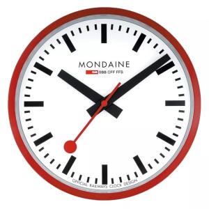 Mondaine, Mondaine Clocks Uhren Unisex, MONDAINE Wanduhr »Wanduhr rot 25cm«