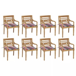 vidaXL, vidaXL Batavia-Stühle mit Kissen 8 Stk. Massivholz Teak, vidaXL Batavia-Stühle mit Kissen 8 Stk. Massivholz Teak