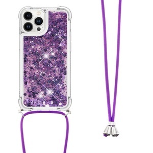 Cover-Discount, iPhone 15 Pro - Glitzer Hülle mit Umhängeband, Cover-Discount - iPhone 15 Pro Glitzer Hülle Mit Umhängeband, Weiss Bunt