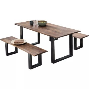 mutoni living, Esstisch Massivholz Akazie Stahl 140x80