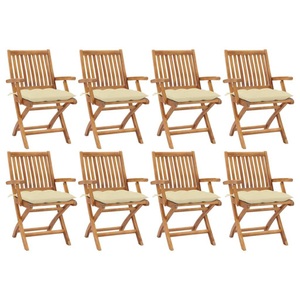 vidaXL, vidaXL Klappbare Gartenstühle mit Kissen 8 Stk. Massivholz Teak