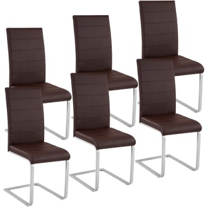 TecTake, 6 Esszimmerstühle Schwingstühle - braun, 