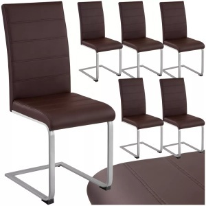 TecTake, 6 Esszimmerstühle Schwingstühle - braun, 