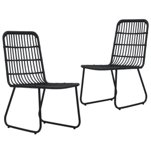 vidaXL, vidaXL Gartenstühle 2 Stk. Poly Rattan Schwarz, vidaXL Gartenstühle 2 Stk. Poly Rattan Schwarz