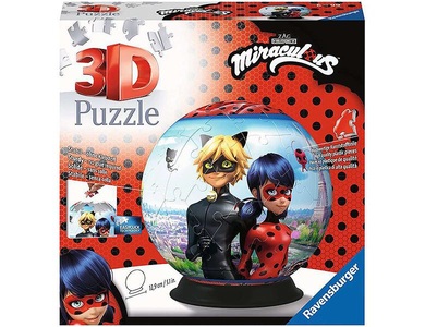 RAVENSBURGER SPIELEVERLAG, Ravensburger 3D Puzzle 11167 - Puzzle-Ball Miraculous -- Puzzle-Ball für Erwachsene und Kinder ab 6 Jahren, Ravensburger 3D Puzzle 11167 - Puzzle-Ball Miraculous - 72 Teile - Puzzle-Ball für Erwachsene und Kinder ab 6 Jahren