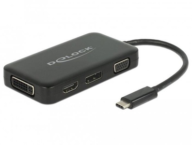Delock, Adapter USB-C (Stecker) > VGA + HDMI + DVI + DisplayPort (Buchse), USB Adapter, USB-C Stecker > VGA + HDMI + DVI + DisplayPort Buchse