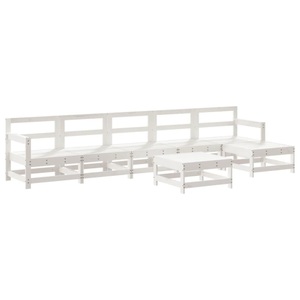 vidaXL, vidaXL 7-tlg. Garten-Lounge-Set Weiß Massivholz Kiefer, vidaXL 7-tlg. Garten-Lounge-Set Weiß Massivholz Kiefer