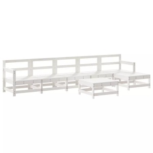 vidaXL, vidaXL 7-tlg. Garten-Lounge-Set Weiß Massivholz Kiefer, vidaXL 7-tlg. Garten-Lounge-Set Weiß Massivholz Kiefer