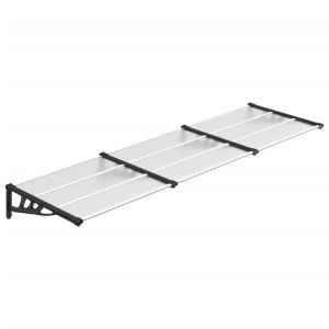 vidaXL, vidaXL Türvordach Schwarz und Transparent 297,5x90 cm Polycarbonat, vidaXL Türvordach Schwarz und Transparent 297,5x90 cm Polycarbonat