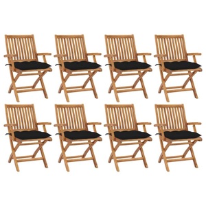 vidaXL, vidaXL Klappbare Gartenstühle mit Kissen 8 Stk. Massivholz Teak