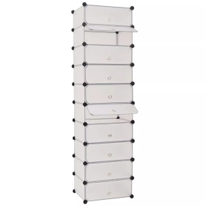vidaXL, vidaXL Schuh-Organizer Zusammenklappbar mit 10 Fächern Weiß, vidaXL Schuh-Organizer Zusammenklappbar mit 10 Fächern Weiß
