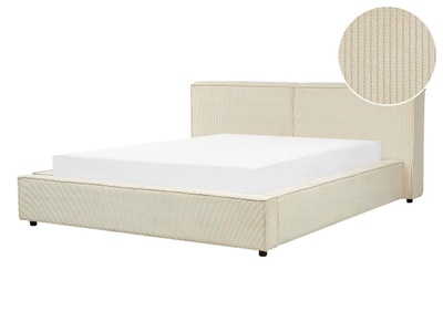 Beliani, Bett mit Lattenrost aus Cord Retro LINARDS Bett mit Lattenrost aus Cord Retro LINARDS