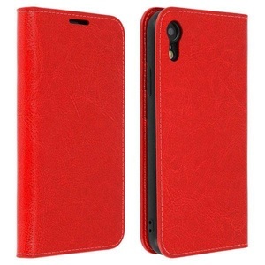 Avizar, Avizar Tragetasche für Apple iPhone XR - rot Leder Buch Geschäftsfall, Avizar - Cover Echtleder Apple iPhone XR Rot, Rot