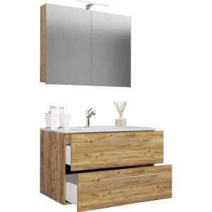 MID.YOU, MID.YOU Waschtischkombi 60 cm , 3Tlg-Badinos , Honigeiche , Holzwerkstoff , 2 Schubladen , 60 cm , melaminharzbeschichtet,melaminharzbeschichtet,Nachbildung,Nachbildung , hängend , 000657023215, MID.YOU Badezimmer , 3Tlg-Badinos , Honigeiche , Metall , 2,2 Schubladen , melaminharzbeschichtet,Nachbildung , hängend , 000657023215
