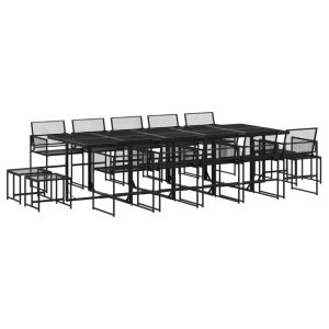 vidaXL, vidaXL 15-tlg. Garten-Essgruppe Schwarz Poly Rattan