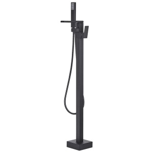 Beliani, Beliani Freistehende Badewannenarmatur Messing schwarz BOYOMA Badewanne, Beliani - Freistehende Badewannenarmatur aus Messing Modern BOYOMA, One Size, Schwarz