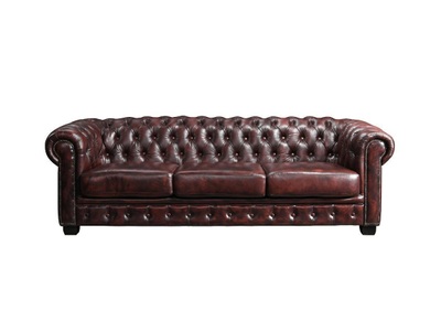 LINEA SOFA, Chesterfield Ledersofa 4Sitzer Büffelleder braun BRENTON Chesterfield Ledersofa 4Sitzer Büffelleder braun BRENTON, LINEA SOFA - Chesterfield Ledersofa 4Sitzer Büffelleder braun BRENTON, One Size, Bordeaux