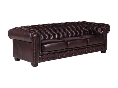LINEA SOFA, Chesterfield Ledersofa 4Sitzer Büffelleder braun BRENTON Chesterfield Ledersofa 4Sitzer Büffelleder braun BRENTON, LINEA SOFA - Chesterfield Ledersofa 4Sitzer Büffelleder braun BRENTON, One Size, Bordeaux