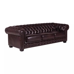 LINEA SOFA, Chesterfield Ledersofa 4Sitzer Büffelleder braun BRENTON Chesterfield Ledersofa 4Sitzer Büffelleder braun BRENTON, LINEA SOFA - Chesterfield Ledersofa 4Sitzer Büffelleder braun BRENTON, One Size, Bordeaux