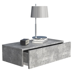 VCM, Holz Wandschublade Nachtschrank Wandboard Schublade Konsole Nachttisch Usal M 60 cm Holz Wandschublade Nachtschrank Wandboard Schublade Konsole Nachttisch Usal M 60 cm, VCM - Holz Wandschublade Nachtschrank Wandboard Schublade Konsole Nachttisch Usal M 60 cm, Beton-Optik
