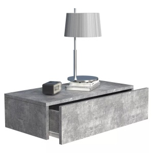 VCM, Holz Wandschublade Nachtschrank Wandboard Schublade Konsole Nachttisch Usal M 60 cm Holz Wandschublade Nachtschrank Wandboard Schublade Konsole Nachttisch Usal M 60 cm, VCM - Holz Wandschublade Nachtschrank Wandboard Schublade Konsole Nachttisch Usal M 60 cm, Beton-Optik