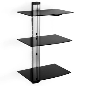TecTake, Wandregal mit 3 Ablagen für DVD-Player und Receiver, 80x42x34cm Wandregal mit 3 Ablagen für DVD-Player und Receiver, 80x42x34cm, Tectake - Wandregal mit 3 Ablagen für DVD-Player und Receiver, 80x42x34cm, 42cm, Schwarz